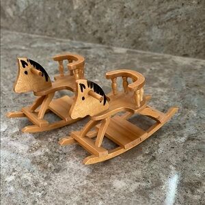 Set of Two Wooden Dollhouse Rocking Horses